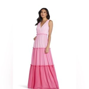 V-Neck Tiered Chiffon Maxi